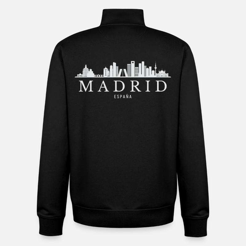Madrid Skyline, Madrid Spain - Unisex Organic Zip Sweatshirt by Stanley/Stella - black