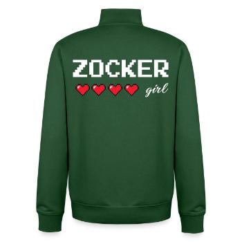 Gaming Girl – Retro gamer design with a heart of life - Unisex Organic Zip Sweatshirt by Stanley/Stella - bottle green - Back - AI Model Male 185 dark (185cm)