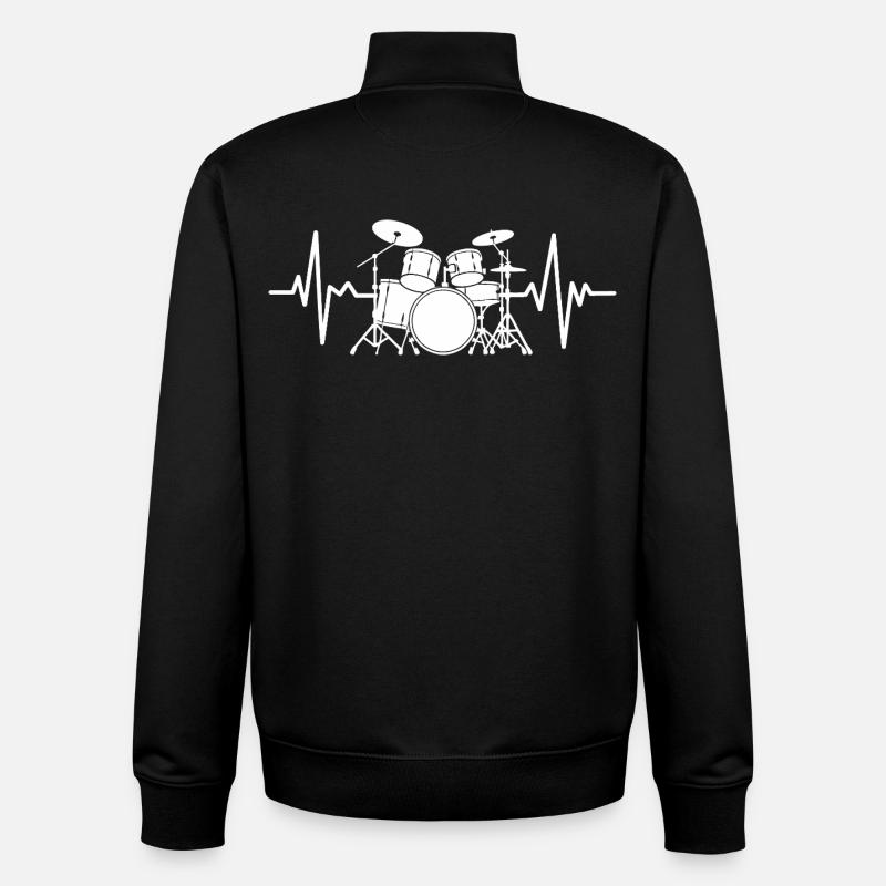 Rythme de batterie Heartbeat - Sweat zippé unisexe en coton bio Stanley/Stella - noir