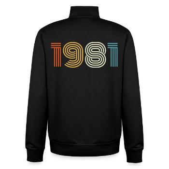 1981 Gift 1981 Vintage 1981 - Unisex Organic Zip Sweatshirt by Stanley/Stella - black - Back - AI Model Male 185 light (185cm)