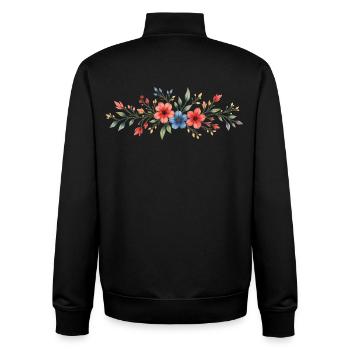 Aquarell Blumengemälde Kunstdruck - Unisex Organic Zip Sweatshirt von Stanley/Stella - Schwarz - Hinten - AI Model Male 185 light (185cm)