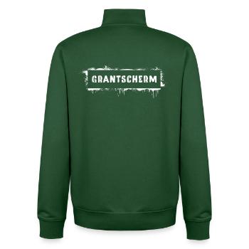 Grantscherm – Viennese dialect saying Grantig - Unisex Organic Zip Sweatshirt by Stanley/Stella - bottle green - Back - AI Model Male 185 dark (185cm)
