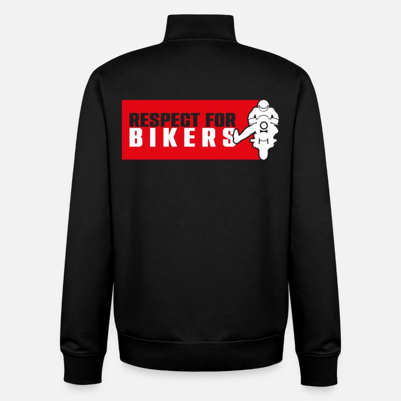 Respect Bikers on Red Background - Unisex Organic Zip Sweatshirt by Stanley/Stella - black