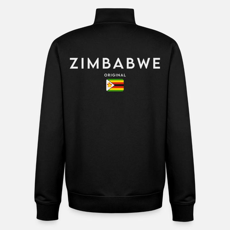 Zimbabwe flag, Zimbabwean pride - Unisex Organic Zip Sweatshirt by Stanley/Stella - black