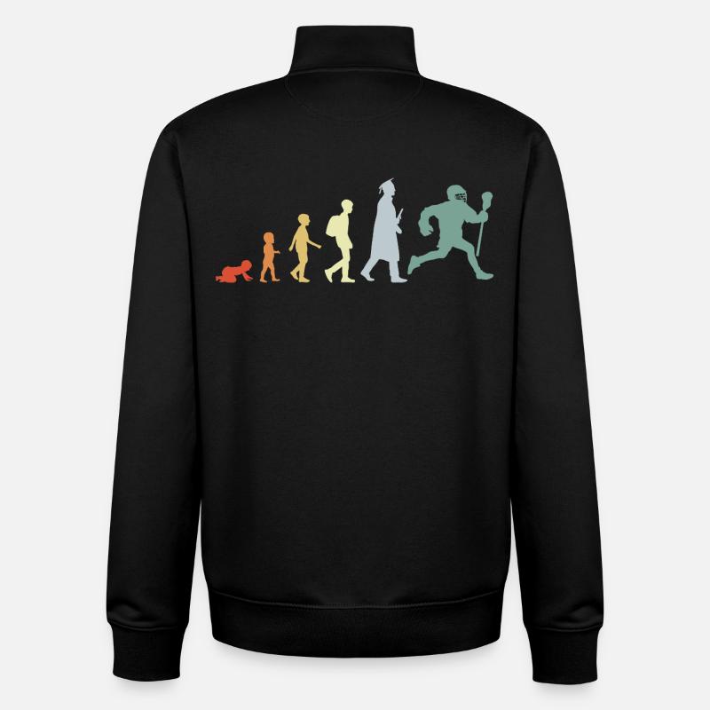 Evolution of a Lacrosse Player - Unisex Organic Zip Sweatshirt by Stanley/Stella - black