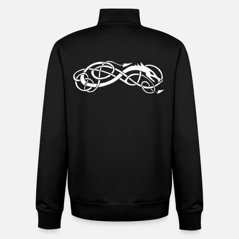 Serpent celte blanc - Sweat zippé unisexe en coton bio Stanley/Stella - noir
