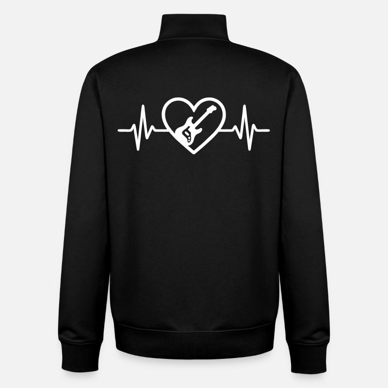 Guitare Électrique Cœur Musique - Sweat zippé unisexe en coton bio Stanley/Stella - noir
