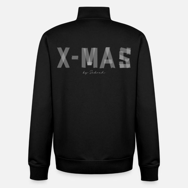 Pinceau lettres X-MAS - Sweat zippé unisexe en coton bio Stanley/Stella - noir