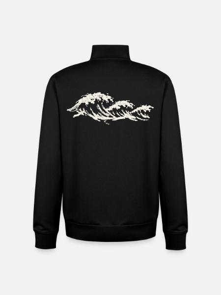 Ocean Waves - Minimalist Graphics - Unisex Organic Zip Sweatshirt by Stanley/Stella - black