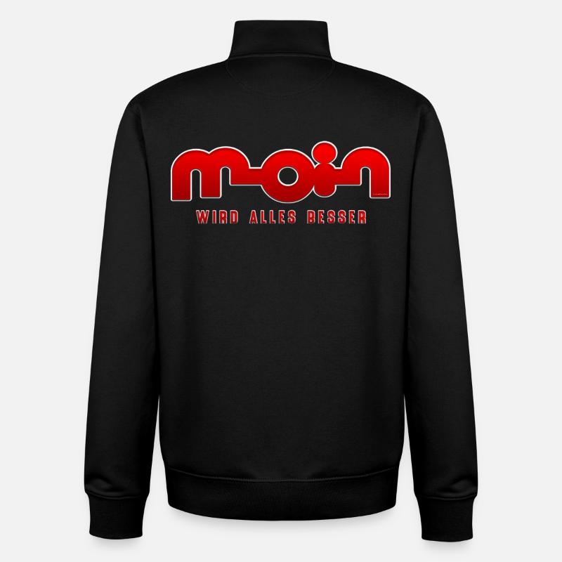 Moin, tout s’améliore - Sweat zippé unisexe en coton bio Stanley/Stella - noir