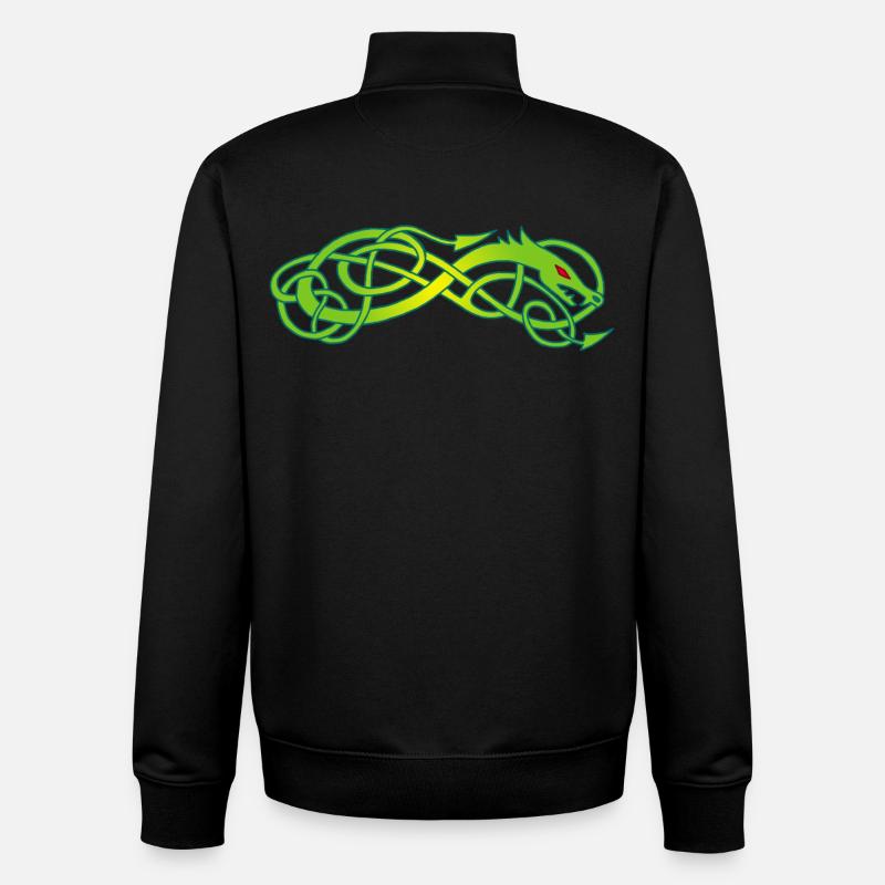 Serpent celte vert - Sweat zippé unisexe en coton bio Stanley/Stella - noir