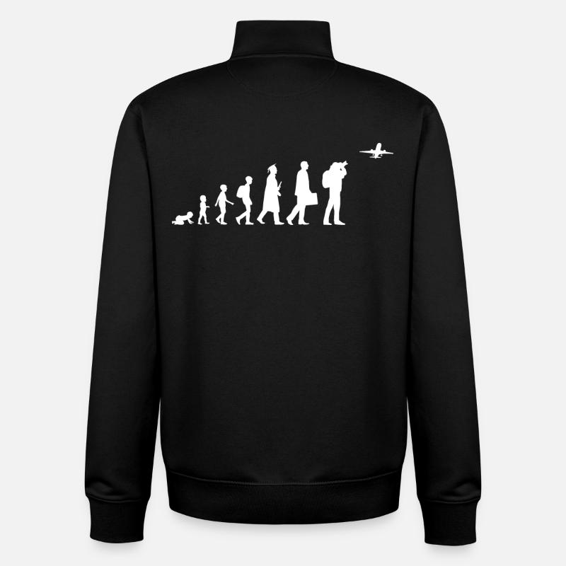Evolution Airplane Enthusiast - Unisex Organic Zip Sweatshirt by Stanley/Stella - black