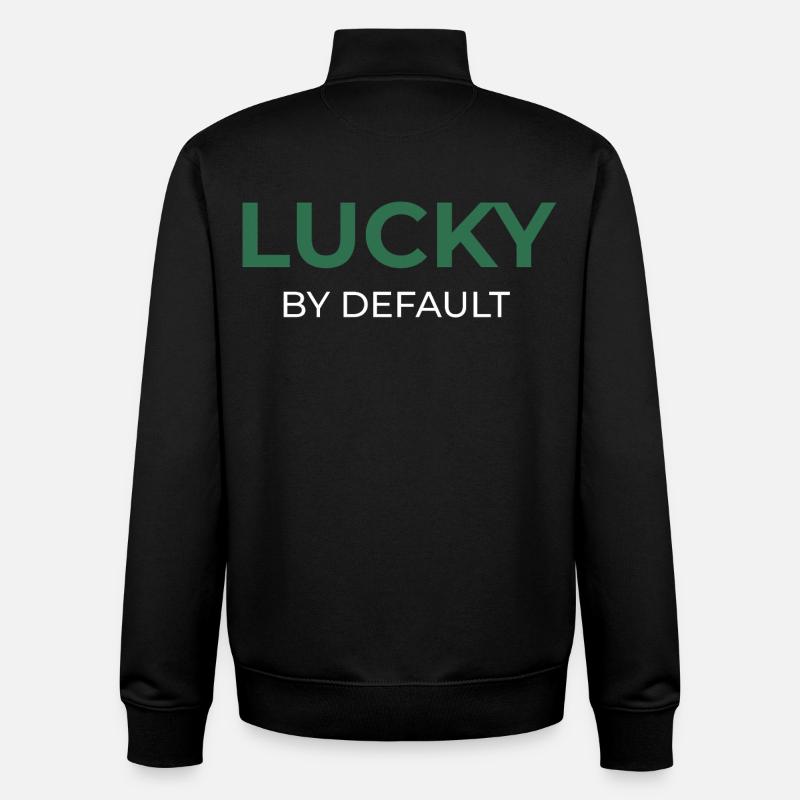Lucky By Default - Unisex Organic Zip Sweatshirt by Stanley/Stella - black