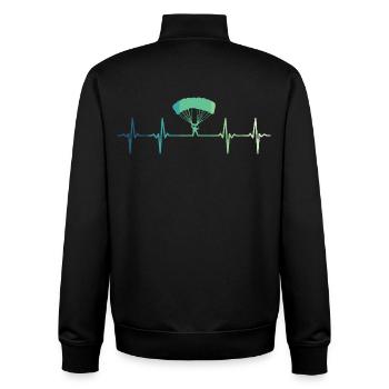 Paragliding heartbeat paraglider - Unisex Organic Zip Sweatshirt by Stanley/Stella - black - Back - AI Model Male 185 light (185cm)