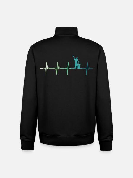 blacksmith hammer heartbeat metalworker - Unisex Organic Zip Sweatshirt by Stanley/Stella - black