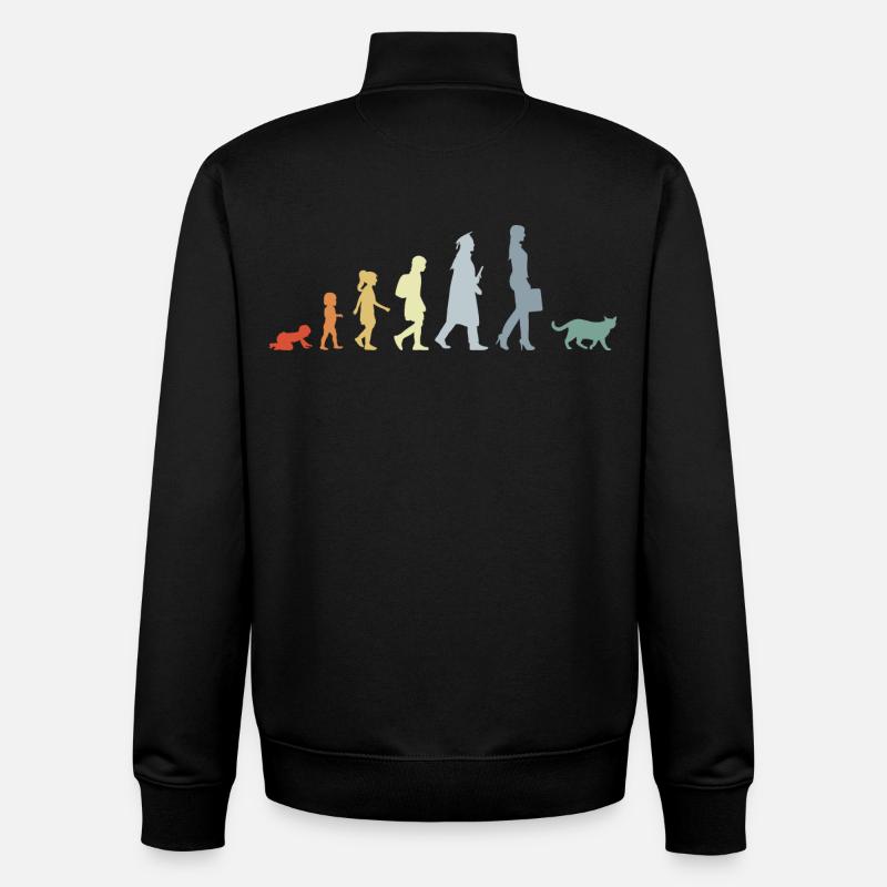Évolution d’un amoureux des chats - Sweat zippé unisexe en coton bio Stanley/Stella - noir