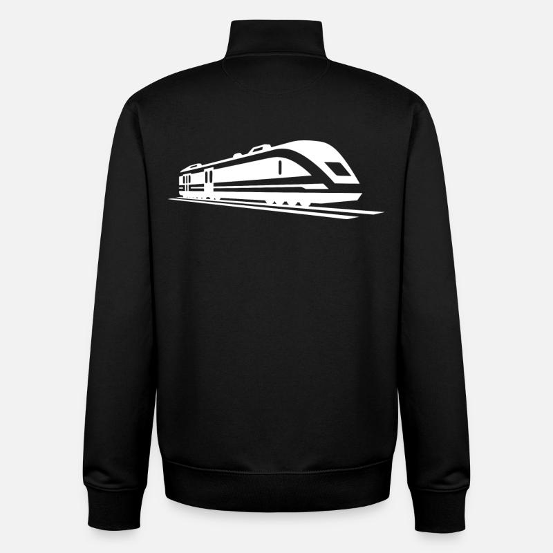 Dessin de train - Sweat zippé unisexe en coton bio Stanley/Stella - noir