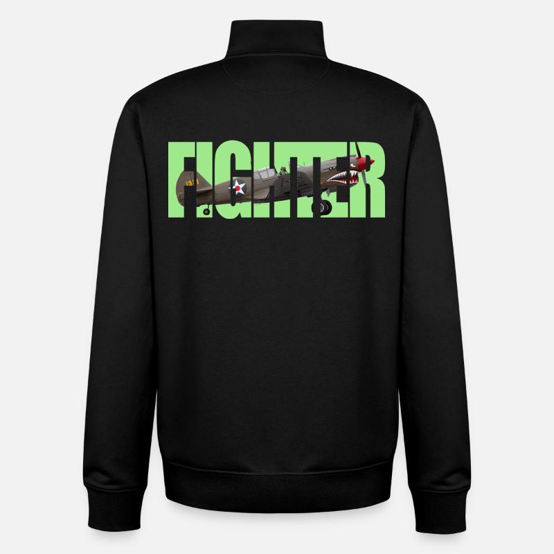 Chasseur P-40 Warhawk - Sweat zippé unisexe en coton bio Stanley/Stella - noir