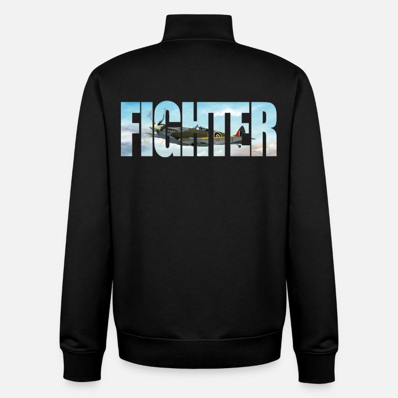 Fighter Spitfire - Unisex Organic Zip Sweatshirt von Stanley/Stella - Schwarz