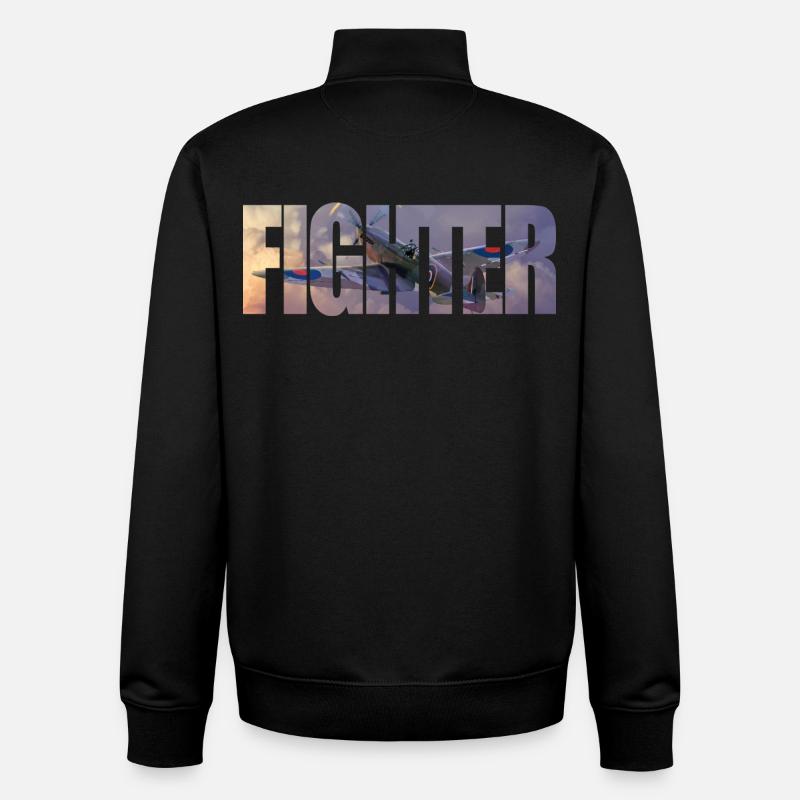 Fighter Spitfire - Unisex Organic Zip Sweatshirt von Stanley/Stella - Schwarz