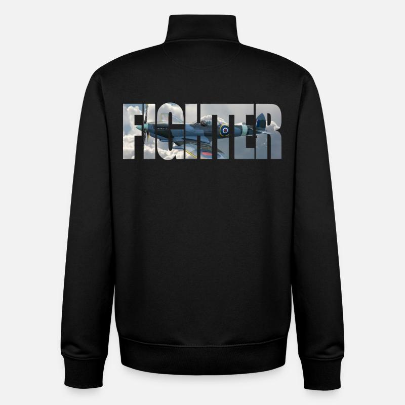 Fighter Spitfire - Unisex Organic Zip Sweatshirt by Stanley/Stella - black