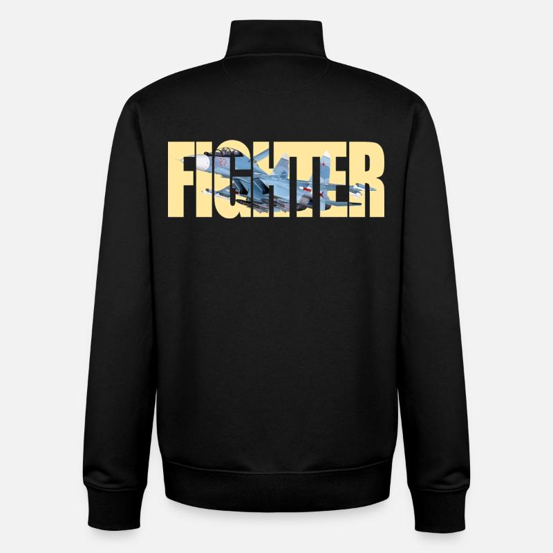 Chasseur Su-30SM - Sweat zippé unisexe en coton bio Stanley/Stella - noir