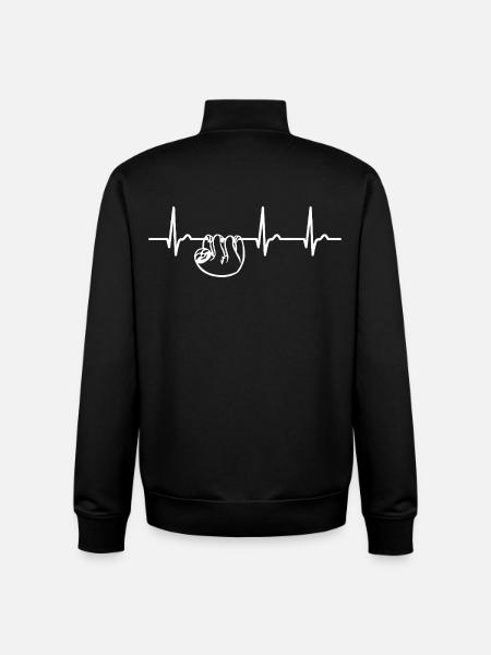 Sloth ECG Curve - Heart Curve - Pulse - Unisex Organic Zip Sweatshirt by Stanley/Stella - black