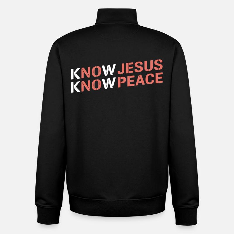 Know Jesus Know Peace Gradient - Sweat zippé unisexe en coton bio Stanley/Stella - noir