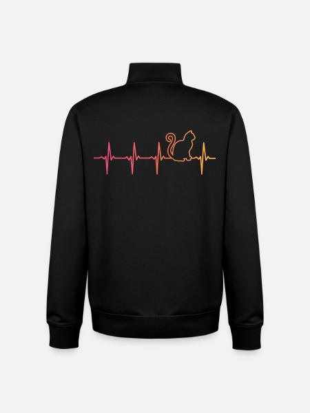 Sunset Cat Heartbeat Cats - Unisex Organic Zip Sweatshirt by Stanley/Stella - black