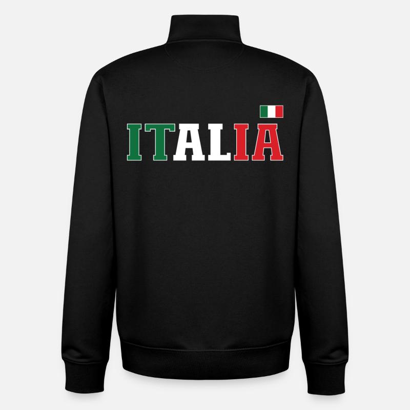 Italie Drapeau - Sweat zippé unisexe en coton bio Stanley/Stella - noir