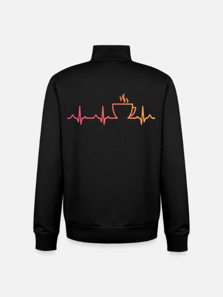 Sunset Coffee, Heartbeat, Coffee - Unisex Organic Zip Sweatshirt by Stanley/Stella - black