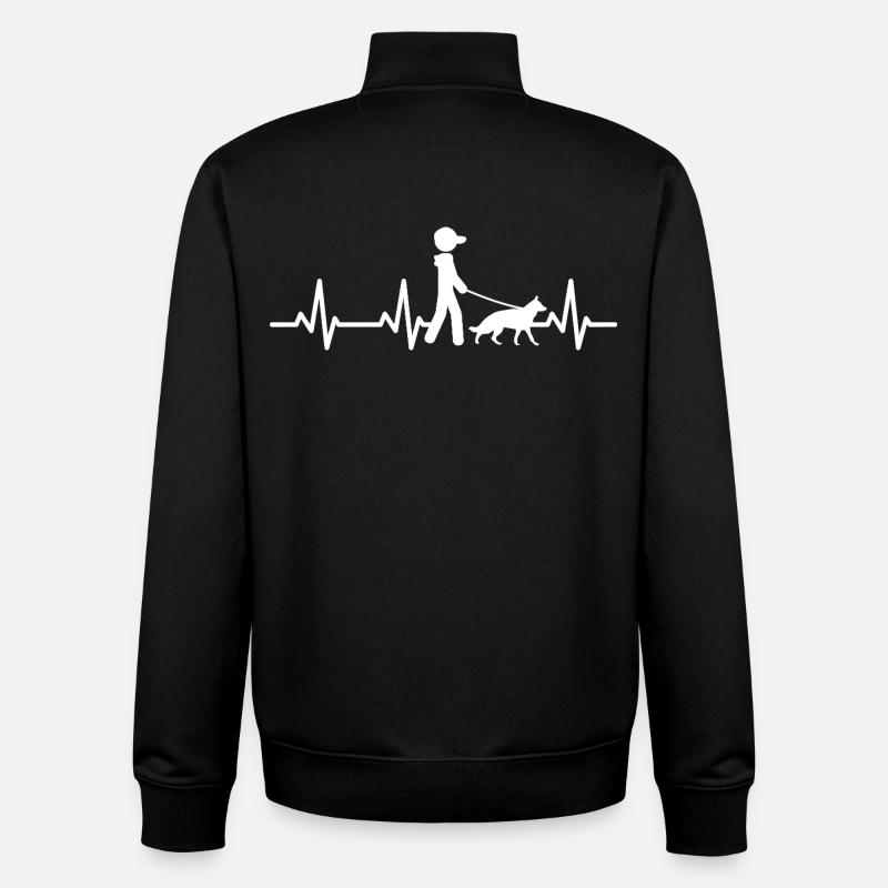 German Shepherd Heart Line - Unisex Organic Zip Sweatshirt by Stanley/Stella - black
