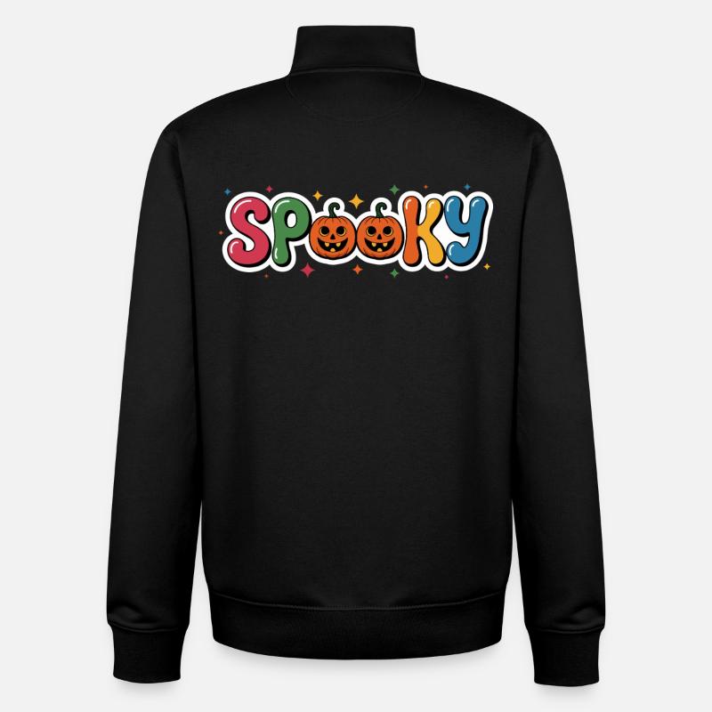 Lettrage citrouille effrayant - Sweat zippé unisexe en coton bio Stanley/Stella - noir
