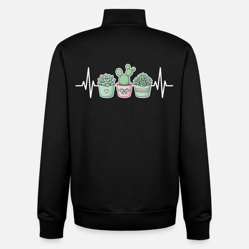 Cactus succulent de la plante Heartbeat - Sweat zippé unisexe en coton bio Stanley/Stella - noir