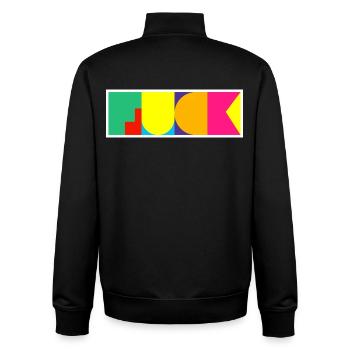 Mot en f drôle de pop art - Sweat zippé unisexe en coton bio Stanley/Stella - noir - Dos - AI Model Male 185 light (185cm)