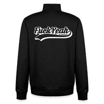 Retro Style 'Fuck Yeah' Script - Unisex Organic Zip Sweatshirt by Stanley/Stella - black - Back - AI Model Male 185 light (185cm)