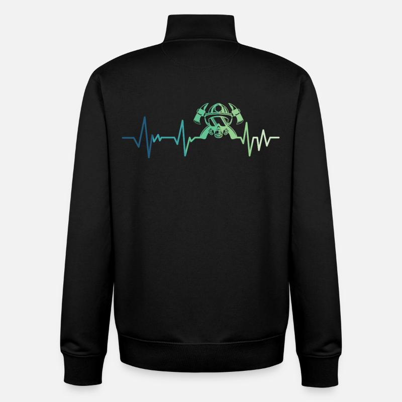 pompier battement de coeur sapeur-pompier - Sweat zippé unisexe en coton bio Stanley/Stella - noir