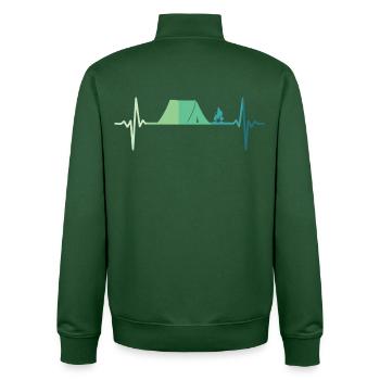 camping tente battement de coeur tente de camping - Sweat zippé unisexe en coton bio Stanley/Stella - vert bouteille - Dos - AI Model Male 185 dark (185cm)