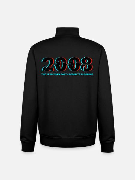 2008 18th Birthday Glitch Design - Unisex Organic Zip Sweatshirt by Stanley/Stella - black