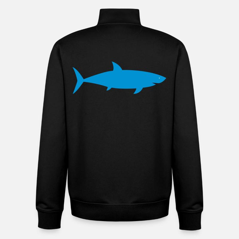 requin - Sweat zippé unisexe en coton bio Stanley/Stella - noir