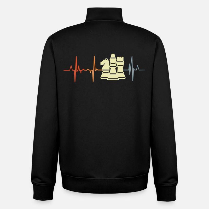 Chess Pieces Cardiogram - Unisex Organic Zip Sweatshirt by Stanley/Stella - black