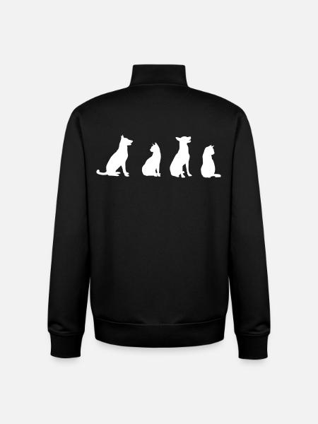 Cats and Dogs Drawing - Unisex Organic Zip Sweatshirt by Stanley/Stella - black