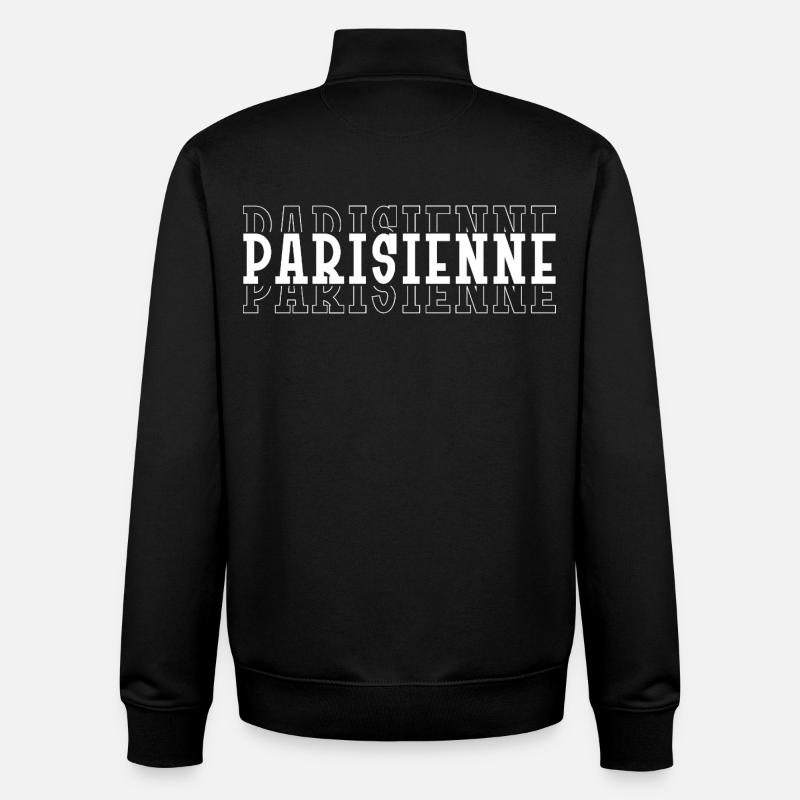 Parisienne en Lettres Blanches - Sweat zippé unisexe en coton bio Stanley/Stella - noir