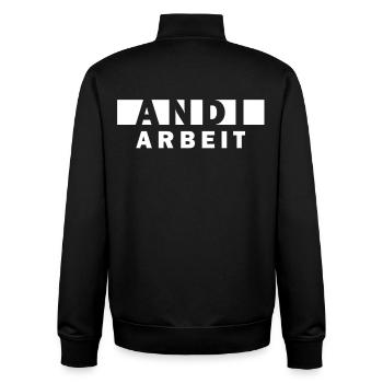 Andi Arbeit – Funny Saying Andreas Andrea - Unisex Organic Zip Sweatshirt by Stanley/Stella - black - Back - AI Model Male 185 light (185cm)
