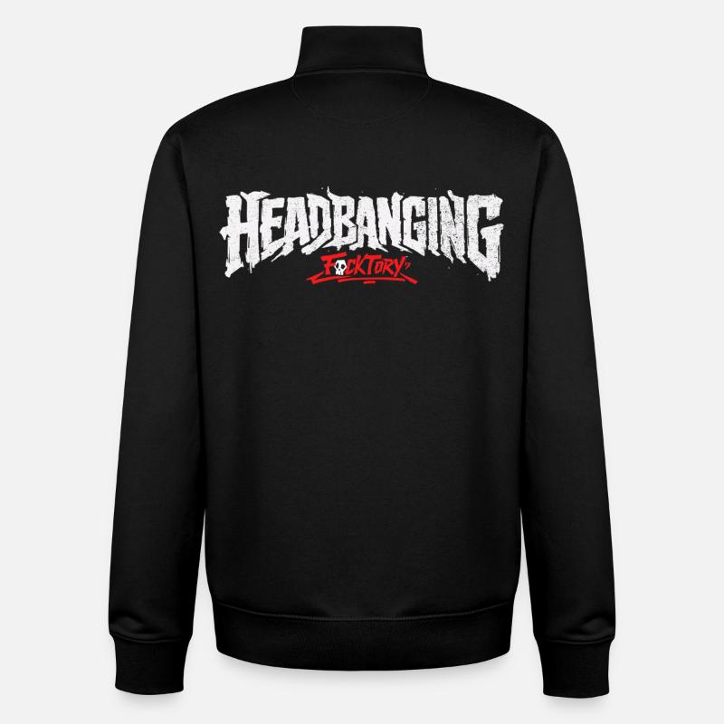 Logo de headbanging blanc - Sweat zippé unisexe en coton bio Stanley/Stella - noir