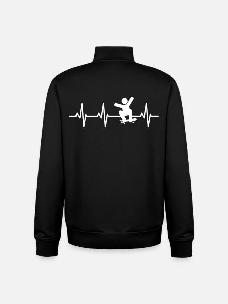 Skateboarder Stick Figure Cardiogram - Unisex Organic Zip Sweatshirt by Stanley/Stella - black