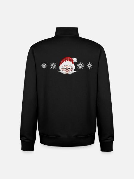 Santa Christmas Portrait, Snowflakes - Unisex Organic Zip Sweatshirt by Stanley/Stella - black