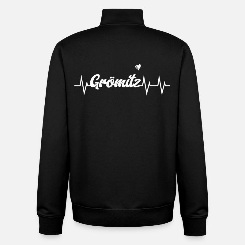 Battement de cœur Grömitz - Sweat zippé unisexe en coton bio Stanley/Stella - noir