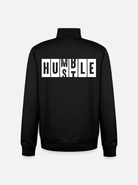 Humble Hustle Distressed Lettering - Unisex Organic Zip Sweatshirt by Stanley/Stella - black