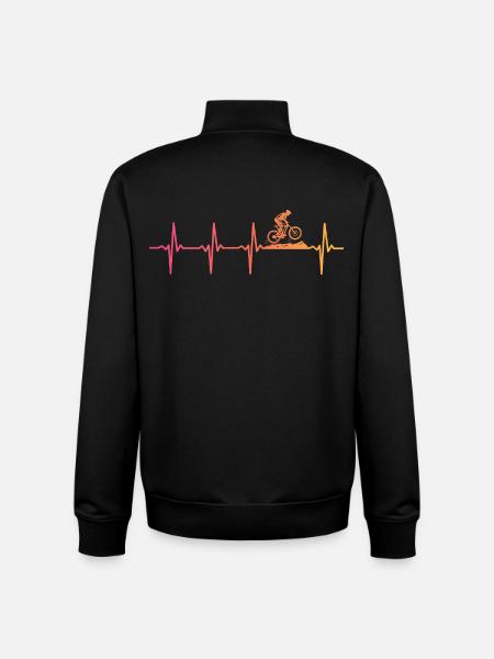 Mountain Bike Sunset Heartbeat MTB - Unisex Organic Zip Sweatshirt by Stanley/Stella - black